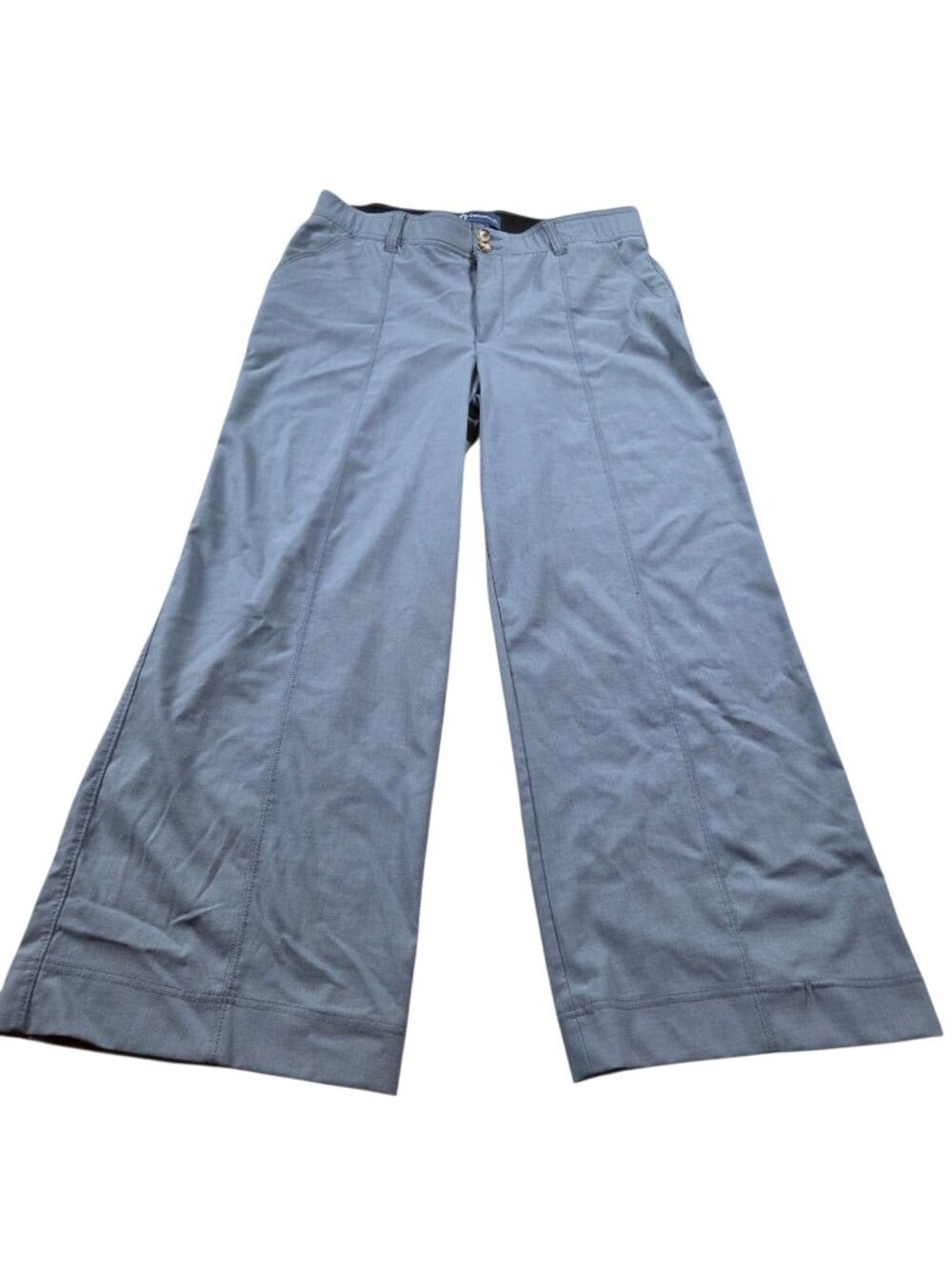 Democracy Pants Womens 14P Petite Blue Ab Solution Sky Rise Pull On Wide Leg